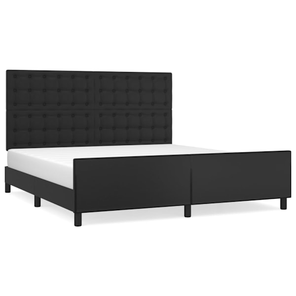 vidaXL Sängram med huvudgavel svart 160x200 cm konstläder Svart
