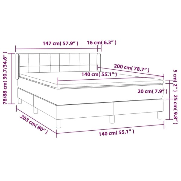 vidaXL Ramsäng med madrass mörkblå 140x200 cm sammet Blå