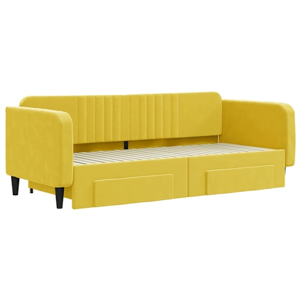 vidaXL Dagbädd utdragbar med lådor gul 90x200 cm sammet Gul