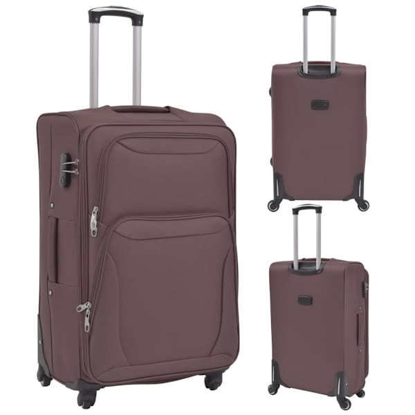 vidaXL Resväskor 3 st kaffebrun soft case Brun