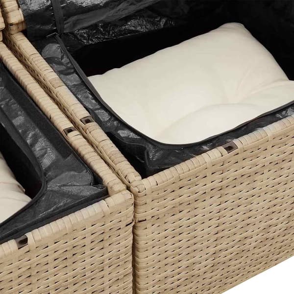 vidaXL Trädgårdsoffset 7 st Beige Poly rattan Beige