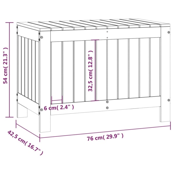 vidaXL Dynbox vit 76x42,5x54 cm massiv furu Vit