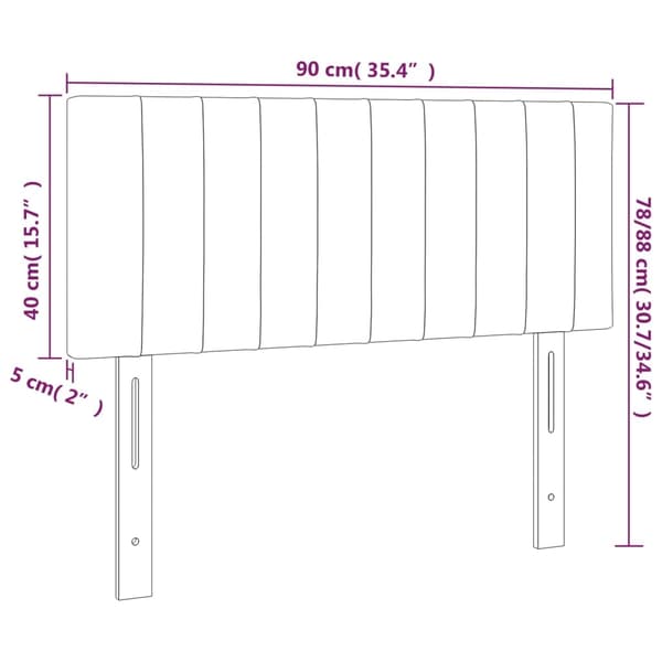vidaXL Sänggavel LED ljusgrå 90x5x78/88 cm sammet Grå