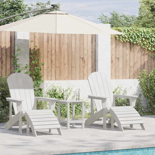 vidaXL Trädgård Stol 3 pcs Vit polyeten Vit