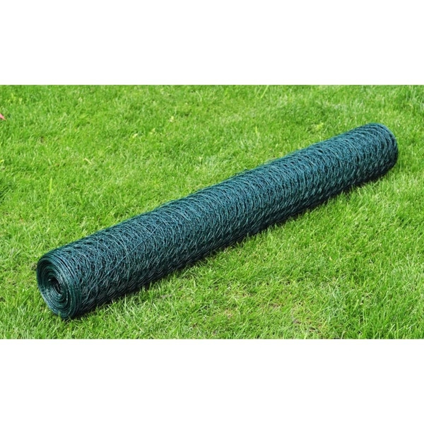 vidaXL Hönsnät med PVC-beläggning 25x0,5 m grön Grön