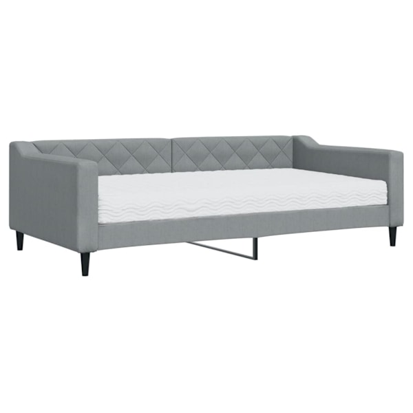vidaXL Dagbädd med madrass ljusgrå 100x200 cm tyg Grå