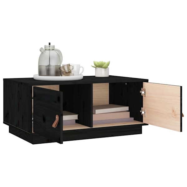 vidaXL Soffbord svart 80x50x35 cm massiv furu Svart