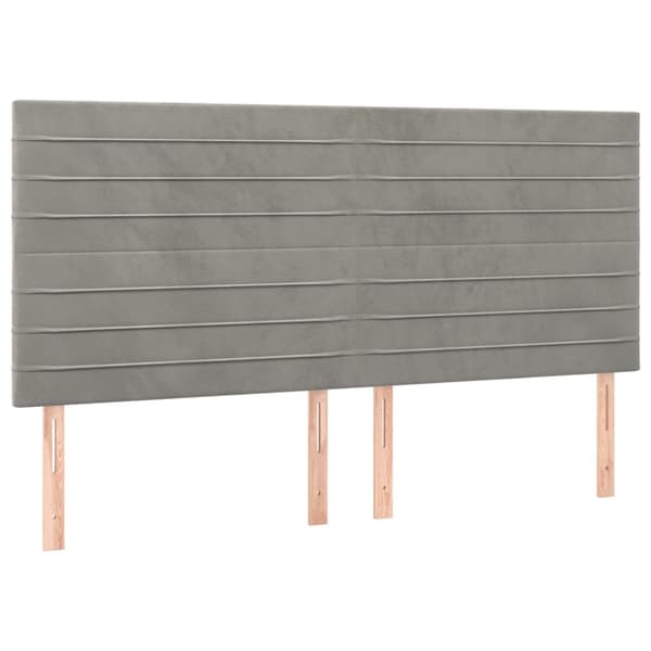 vidaXL Ramsäng med madrass ljusgrå 160x200 cm sammet Grå