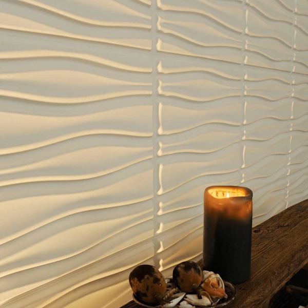 WallArt Väggpanel 3D Flows 12 st GA-WA14 Vit