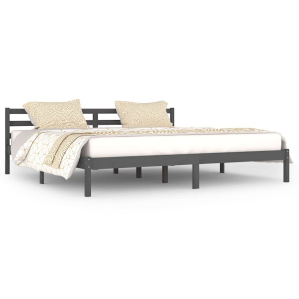 vidaXL Sängram massiv furu 200x200 cm grå grå