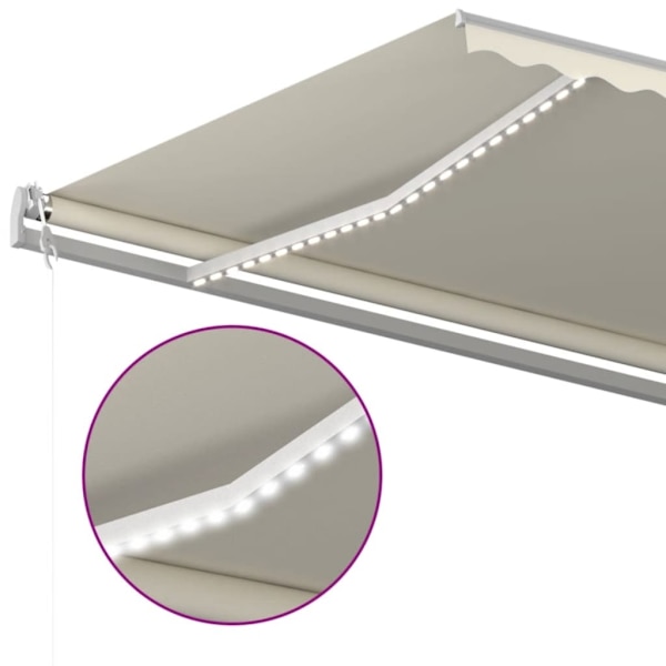 vidaXL Automatisk markis med vindsensor & LED 500x350 cm gräddvit Creme