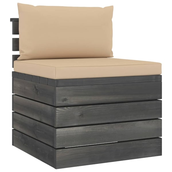 vidaXL Pallsoffgrupp med dynor 2 delar massiv furu Beige