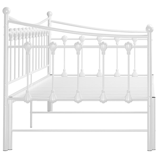 vidaXL Utdragbar sängram bäddsoffa vit metall 90x200 cm Vit