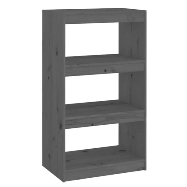 vidaXL Bokhylla/Rumsavdelare grå 60x30x103,5 cm massiv furu grå