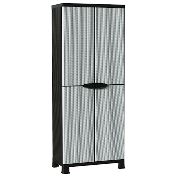 vidaXL Plastskåp 68x39x171,5 cm rottingutseende grå