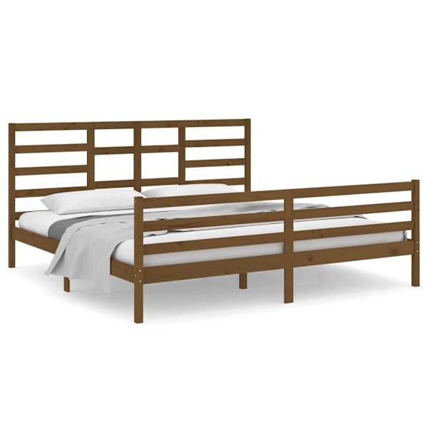 vidaXL Sängram honungsbrun massivt trä 200x200 cm Brun