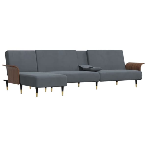 vidaXL L-formad bäddsoffa mörkgrå 279x140x70 cm sammet Grå