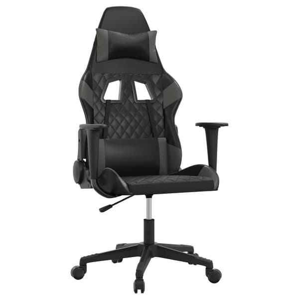 vidaXL Gamingstol svart och grå konstläder Grå