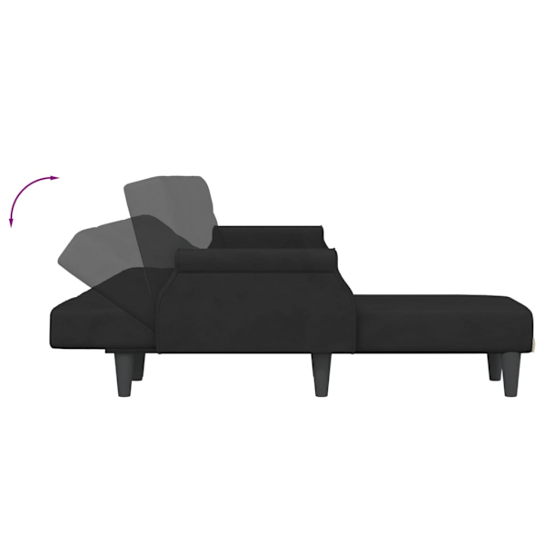vidaXL L-formad soffa svart 271x140x70 cm sammet Svart