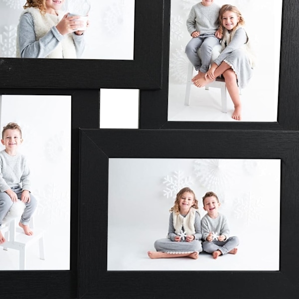 vidaXL Fotoram för 4x(10x15 cm) bilder svart MDF Svart