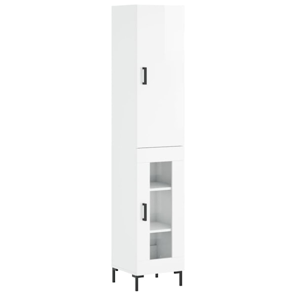 vidaXL Högskåp vit högglans 34,5x34x180 cm konstruerat trä Vit
