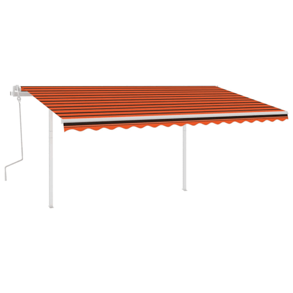 vidaXL Markis med stolpar manuellt infällbar 4x3,5 m orange och brun Flerfärgsdesign