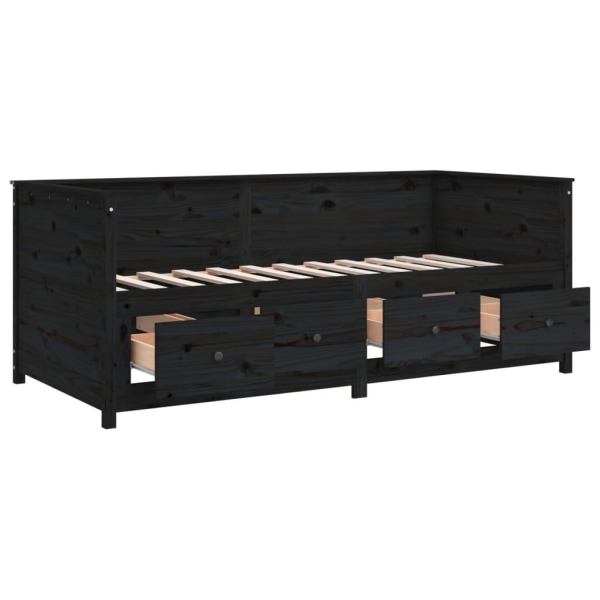 vidaXL Dagbädd svart 100x200 cm massiv furu Svart