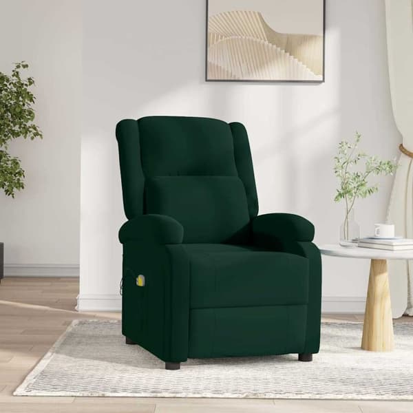 vidaXL Massagefåtölj mörkgrön sammet Grön