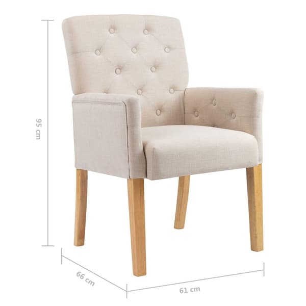 vidaXL Matstolar med armstöd 2 st beige tyg Beige