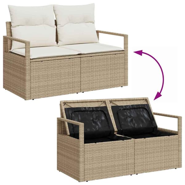 vidaXL Trädgårdsoffset 8 st Beige Poly rattan Beige