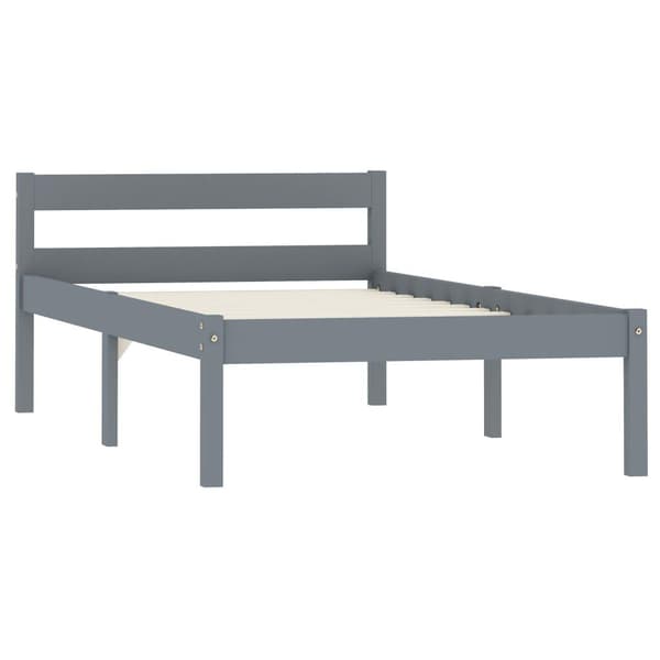 vidaXL Sängram grå massiv furu 100x200 cm grå