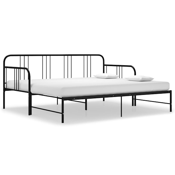 vidaXL Utdragbar sängram bäddsoffa svart metall 90x200 cm Svart