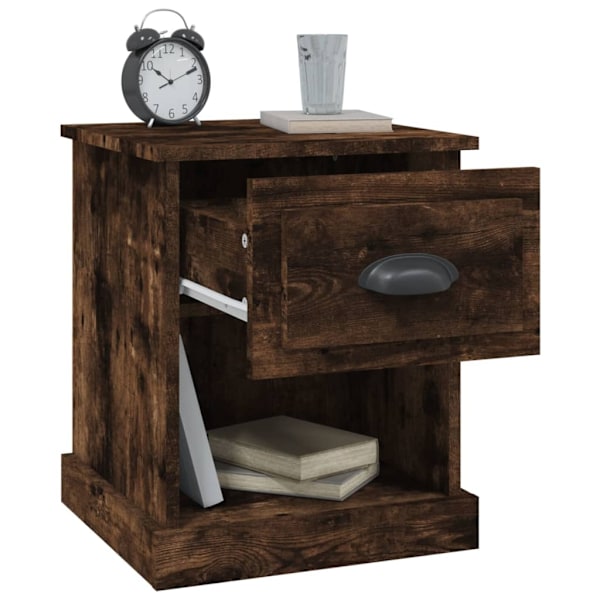 vidaXL Sängbord 2 st rökfärgad ek 39x39x47,5 cm konstruerat trä Brun