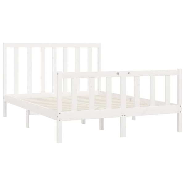 vidaXL Sängram vit massivt trä 150x200 cm Vit