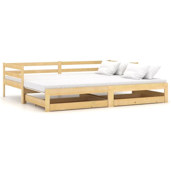 vidaXL Dagbädd utdragbar 2x(90x200) cm massiv furu Brun