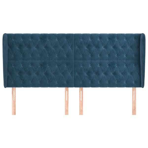 vidaXL Sänggavel med kanter mörkblå 203x23x118/128 cm sammet Blå