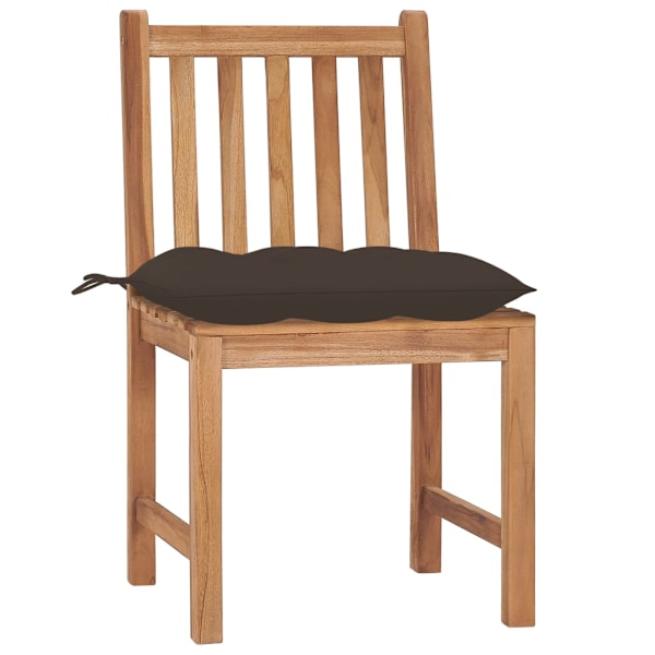 vidaXL Trädgårdsstolar 4 st med dynor massiv teak Taupe