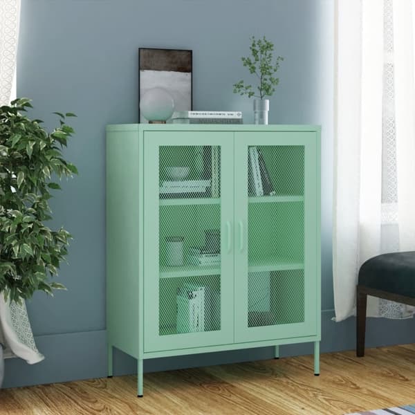 vidaXL Förvaringsskåp mintgrön 80x35x101,5 cm stål Blå