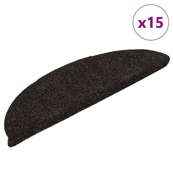 vidaXL Trappstegsmattor självhäftande 15 st mörkbrun 56x17x3 cm brodyr Brun