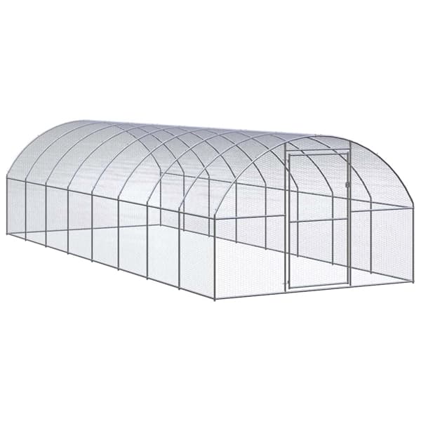 vidaXL Hönsbur för utomhusbruk 3x8x2 m galvaniserat stål Silver