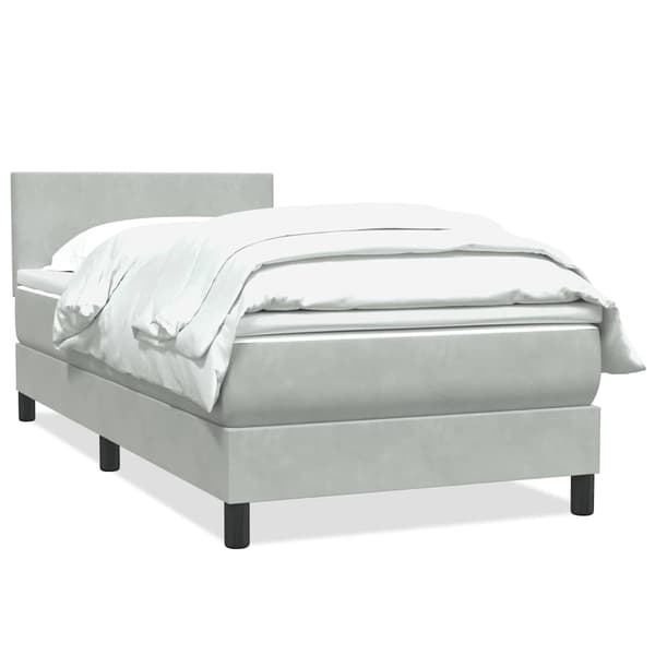 vidaXL Ramsäng med madrass ljusgrå 90x210 cm sammet Grå
