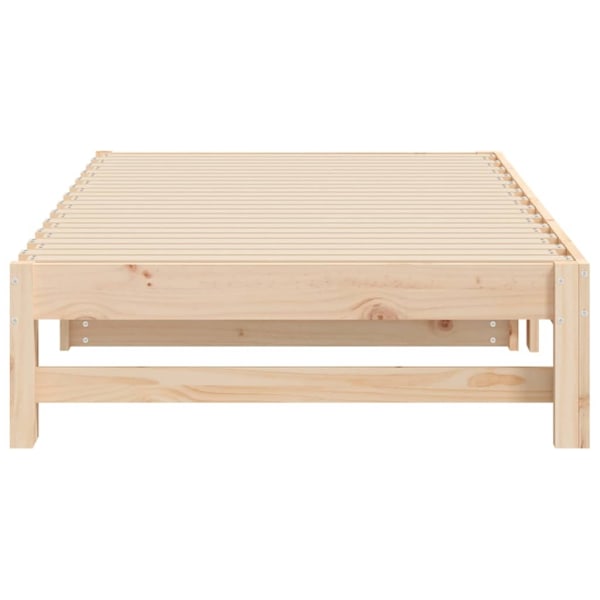 vidaXL Utdragbar dagbädd 2x(90x190) cm massiv furu Brun