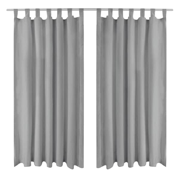 vidaXL Gardiner i microsatin 2 st med öglor 140x225 cm grå grå