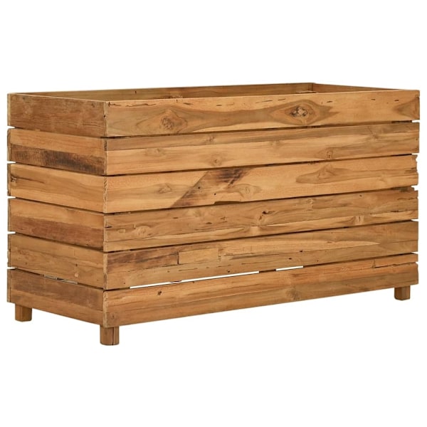 vidaXL Blomlåda upphöjd 100x40x55 cm återvunnet teakträ och stål Brun