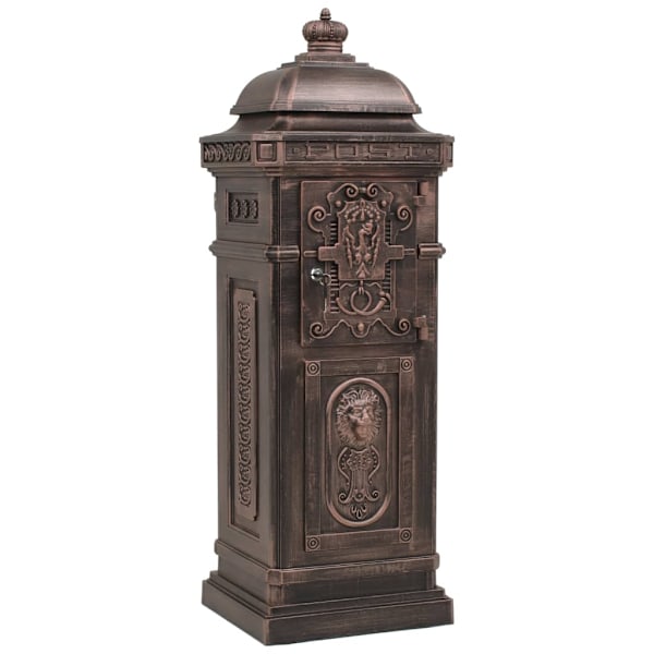 vidaXL Markpostlåda vintage stil rostfri aluminium brons Brun