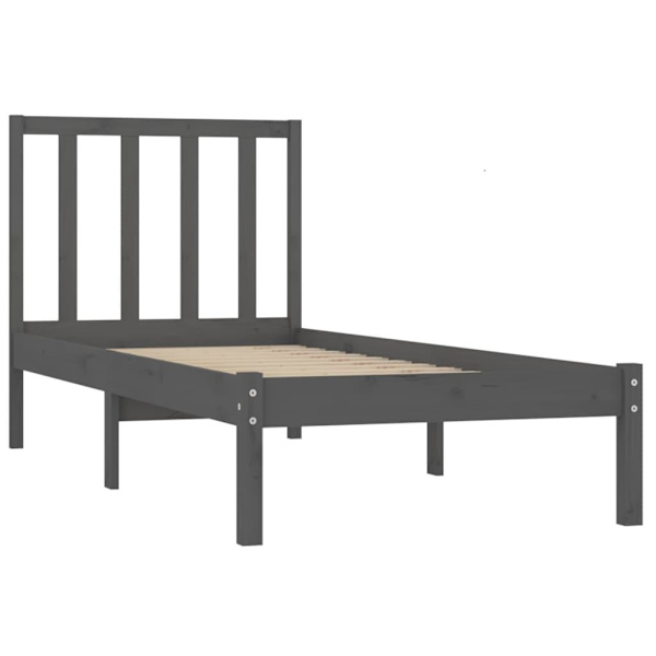 vidaXL Sängram grå massiv furu 90x200 cm Grå