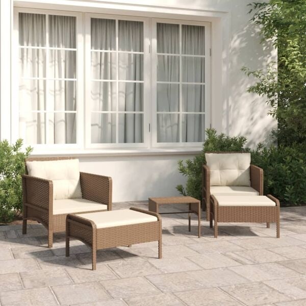 vidaXL Loungegrupp med dynor 5 delar brun konstrotting Brun