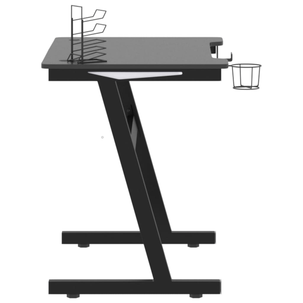 vidaXL Gamingskrivbord LED med Z-formade ben svart 90x60x75 cm Svart