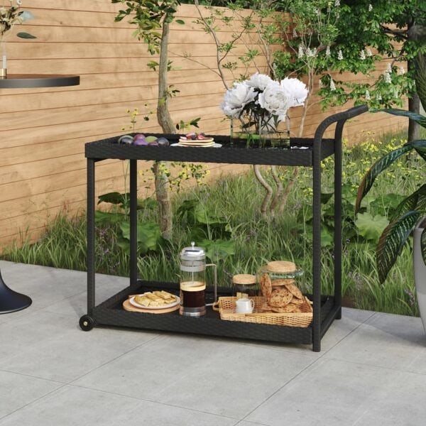 vidaXL Serveringsvagn svart 100x45x83 cm konstrotting Svart