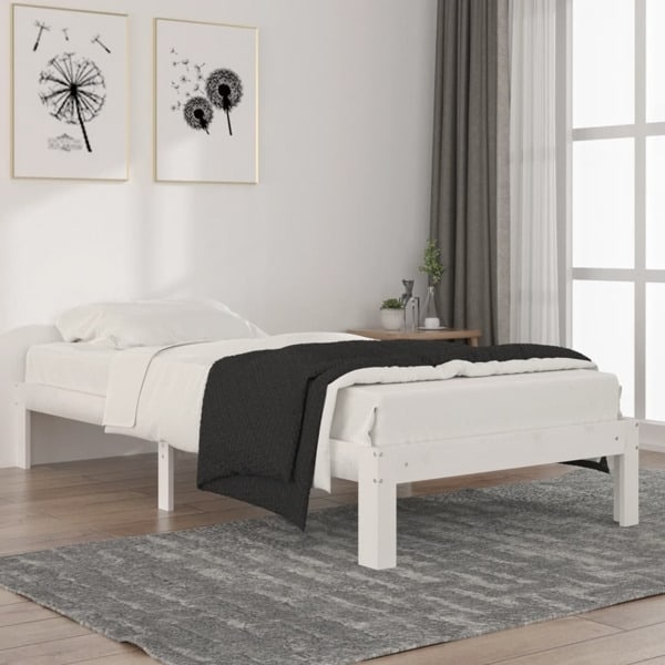 vidaXL Sängram vit massiv furu 90x200 cm Vit